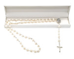 NEW!  7mm Genuine Cultured White Pearl Rosary Beads