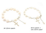 AA Cultured White Pearl rosary bracelet - 10mm pearl size