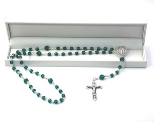 Emerald Green Austrian Crystal Rosary Beads