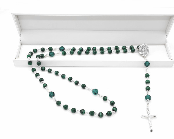 Malachite Gemstone rosary beads