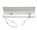 White Crystal Pearl & Indian sapphire Crystal Rosary Beads