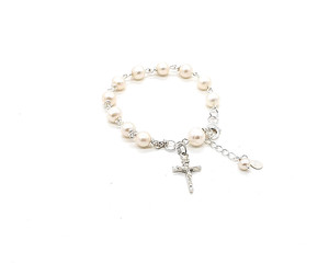 Natural White Cultured pearl rosary bracelet - 6mm pearls