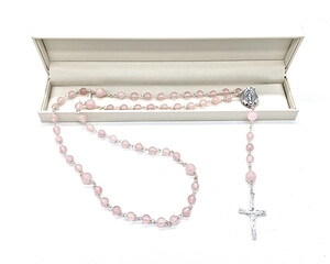 NEW! All Rose Quartz Gemstone rosary beads