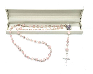NEW! - All Rose Quartz Gemstone rosary beads