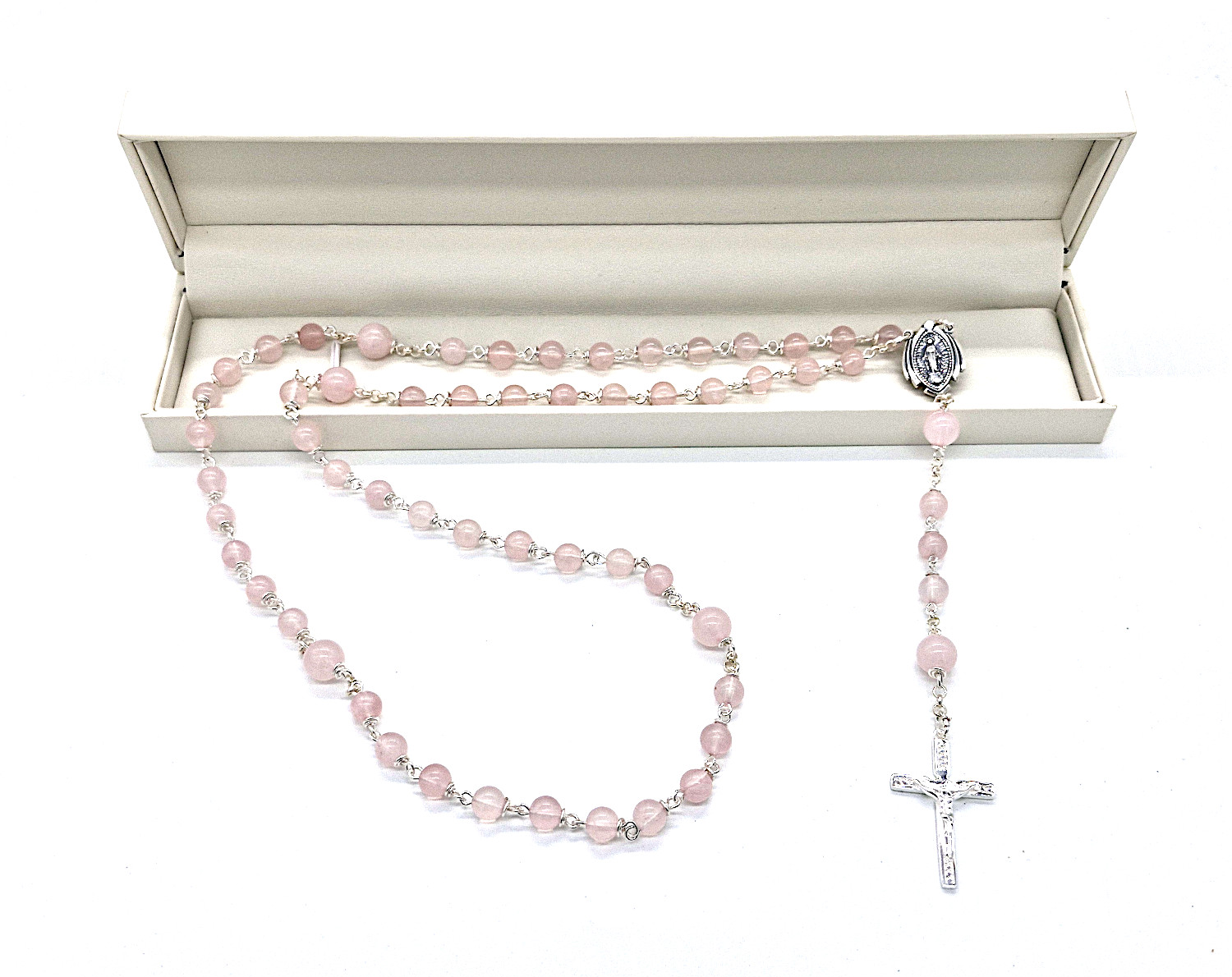 NEW! - All Rose Quartz Gemstone rosary beads