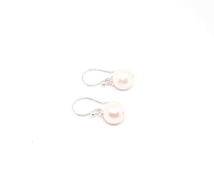Natural White Pearl earrings 15mm hooks - AAA Grade
