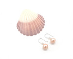 Natural Pink Pearl earrings 15mm hooks - AAA Grade