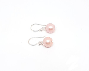 Natural Pink Pearl earrings 15mm hooks - AAA Grade