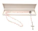 Rose Quartz &  Clear Crystal Gemstone rosary beads