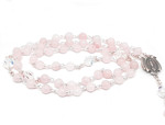 Rose Quartz &  Clear Crystal Gemstone rosary beads