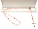 Frosted Cherry Quartz gemstone rosary beads