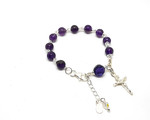 Genuine Amethyst gemstone & crystal rosary bracelet - child's size