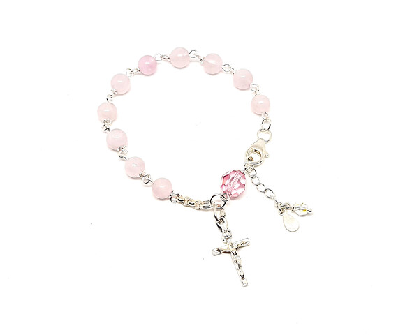 New! Rose Quartz Child's rosary bracelet