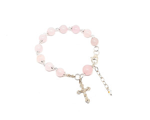 NEW! - Genuine Rose Quartz rosary bracelet - Limited quantity!