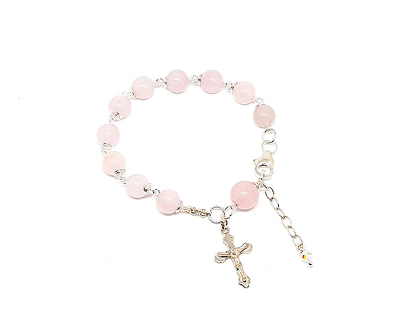 NEW! - Genuine Rose Quartz rosary bracelet - Limited quantity!