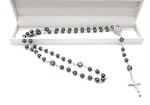 Gunmetal Grey crystal Pearl & Denim blue Austrian Crystal Rosary Beads