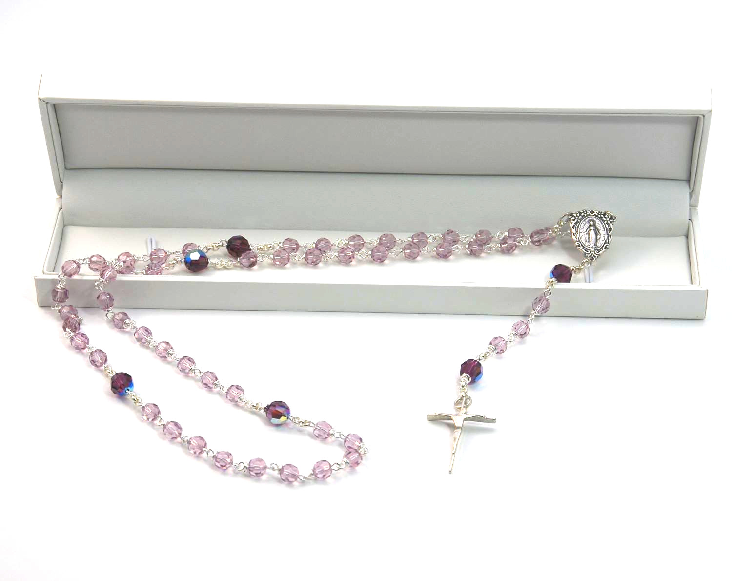 Light Amethyst Austrian Crystal Rosary Beads