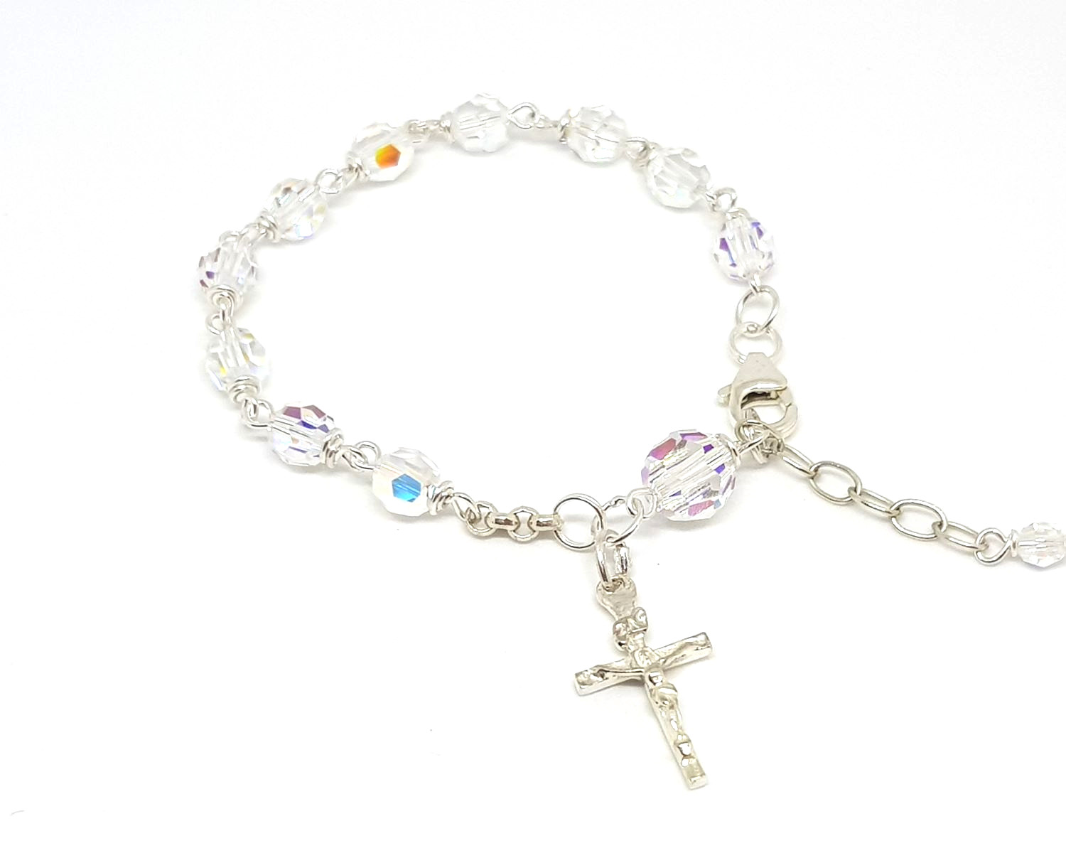Swarovski Clear AB Crystal Child's Rosary Bracelet